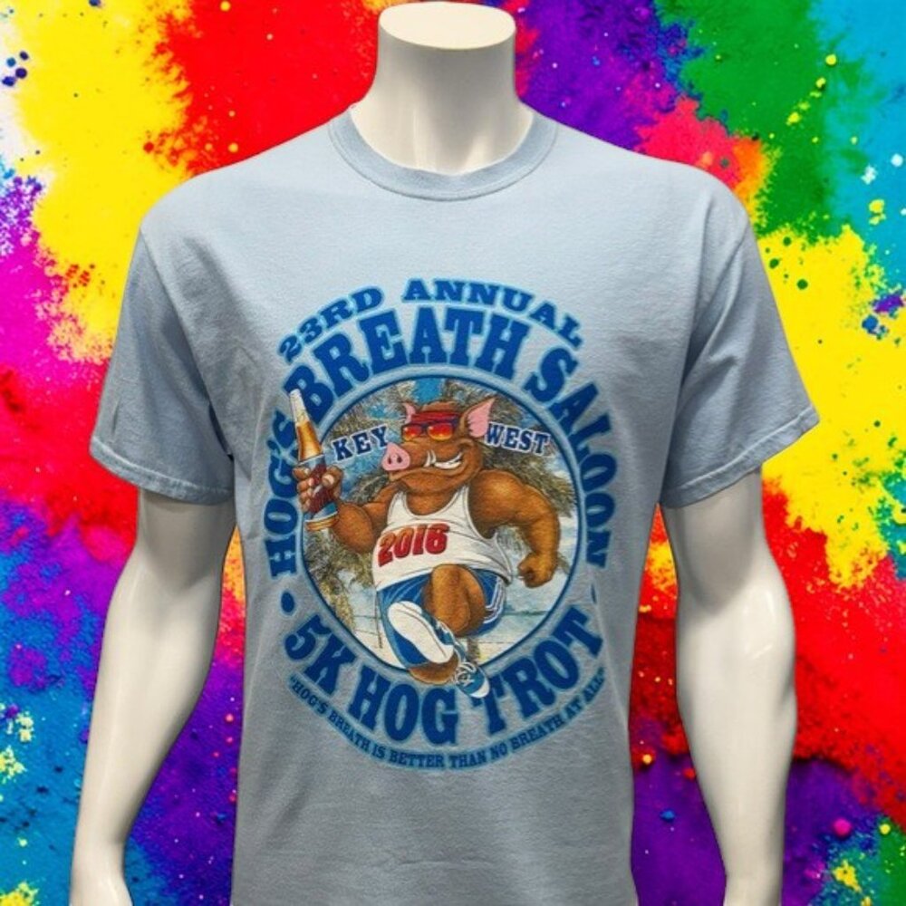 Hog's Breath Saloon Key West Florida 5K Hog Trot Double Graphic T-Shirt Large